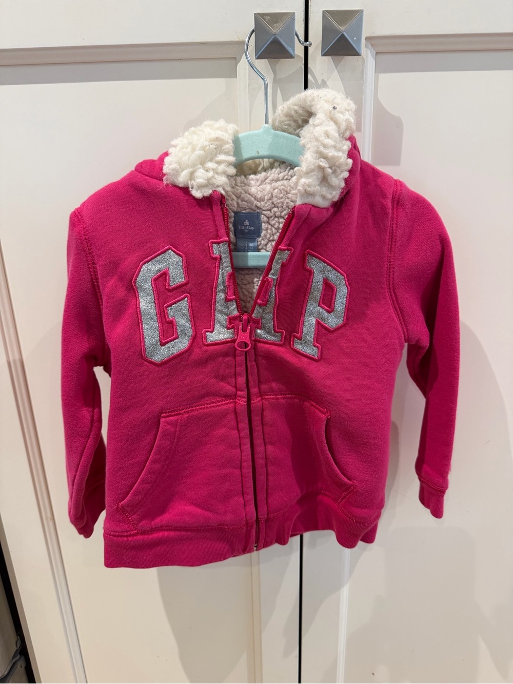 GAP 2t Cozy Sherpa-Lined Hoodie - Hot Pink
